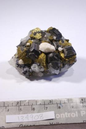 Chalcopyrite with CALCITE and Galena and Quartz and SPHALERITE and Tetrahedrite