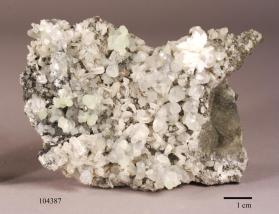 PREHNITE with CALCITE and Pectolite and Quartz