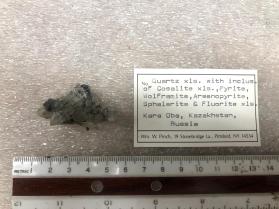 Quartz xls. With inclus. Of Cosalite xls., Pyrite, Wolframite, Arsenopyrite, Sphalerite & Flourite xls.