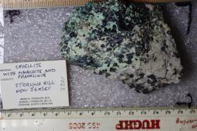Covellite with Malachite, Franklinite