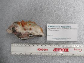 Wulfenite on  Aragonite