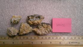 Caledonite with calcite, galena, goethite and quartz