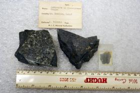 Lawsonite on Glaucophane Schist, cut samples