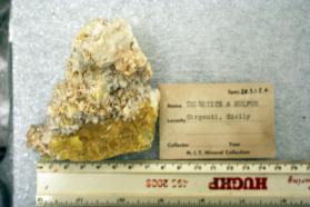 Celestite crystals on Sulfur