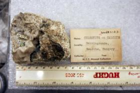 Celestite crystals on Calcite