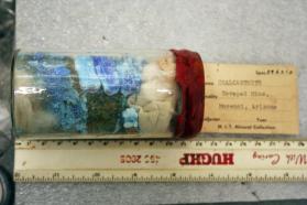 Chalcanthite is wax sealed glass jar