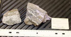 Calaverite with Quartz crystals in Phonolite