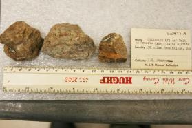 Sylvanite (?) and Gold in Granite dike cutting Diorite
