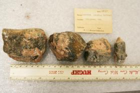 Corundum, large rough crystals showing parting