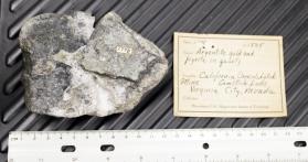Acanthite, Gold, and Pyrite in Quartz